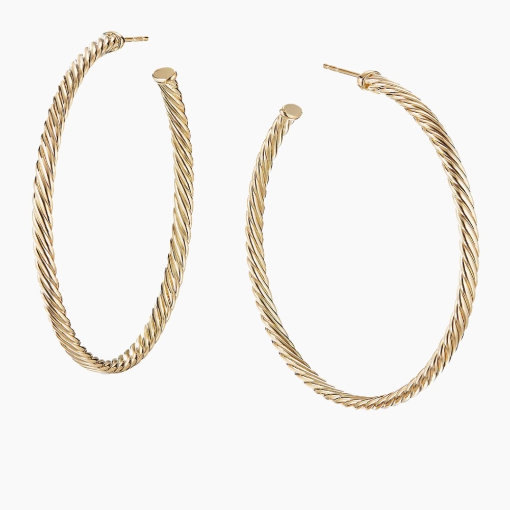 All Hoops David Yurman  Cable Spira 18K Yellow Gold Hoop Earrings